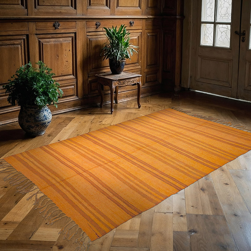 Alfombra Kilim Vintage de Cáñamo de Anatolia Sobreteñida - 135 cm x 220 cm - K0091242