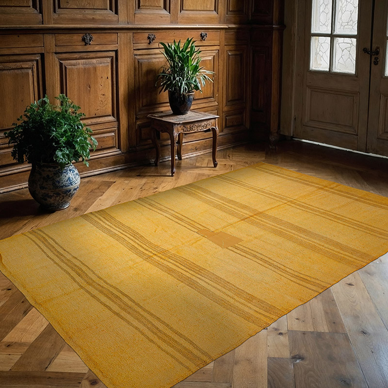 Overdyed Vintage Anatolian Hemp Kilim Rug - 5' 1" x 7' 9" (61" x 93") - K0091248