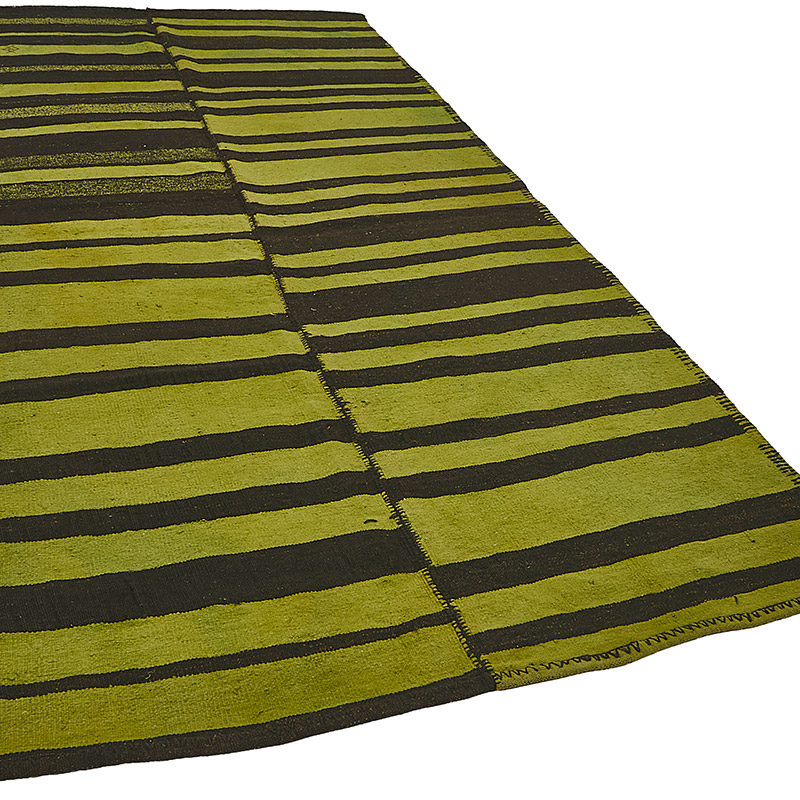 Alfombra Kilim Vintage de Cáñamo de Anatolia Sobreteñida - 161 cm x 304 cm - K0091264