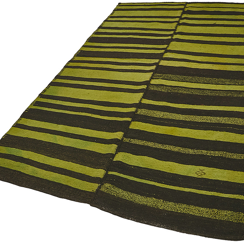 Alfombra Kilim Vintage de Cáñamo de Anatolia Sobreteñida - 161 cm x 304 cm - K0091264