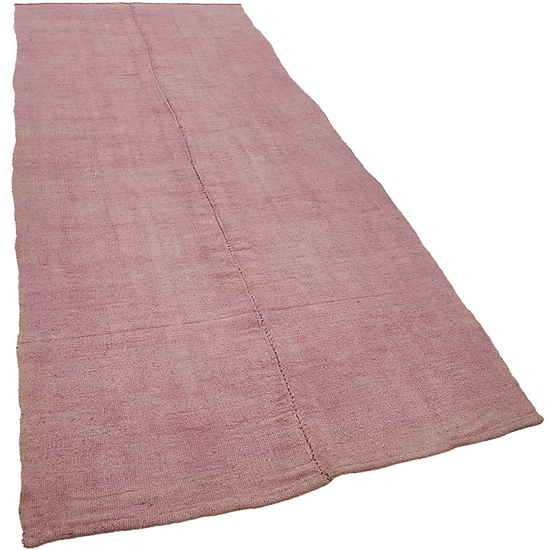Alfombra Kilim Vintage de Cáñamo de Anatolia Sobreteñida - 132 cm x 370 cm - K0091267
