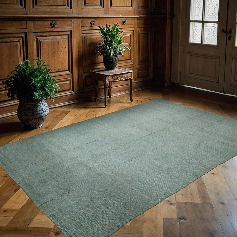 Alfombra Kilim Vintage de Cáñamo de Anatolia Sobreteñida - 162 cm x 248 cm - K0091287