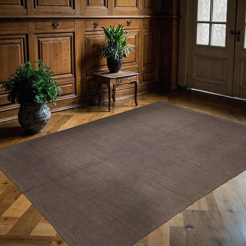 Overdyed Vintage Anatolian Hemp Kilim Rug - 5' 5" x 7' 7" (65" x 91") - K0091288