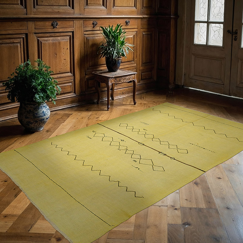 Overdyed Vintage Anatolian Hemp Kilim Rug - 5' 2" x 8' 8" (62" x 104") - K0091290