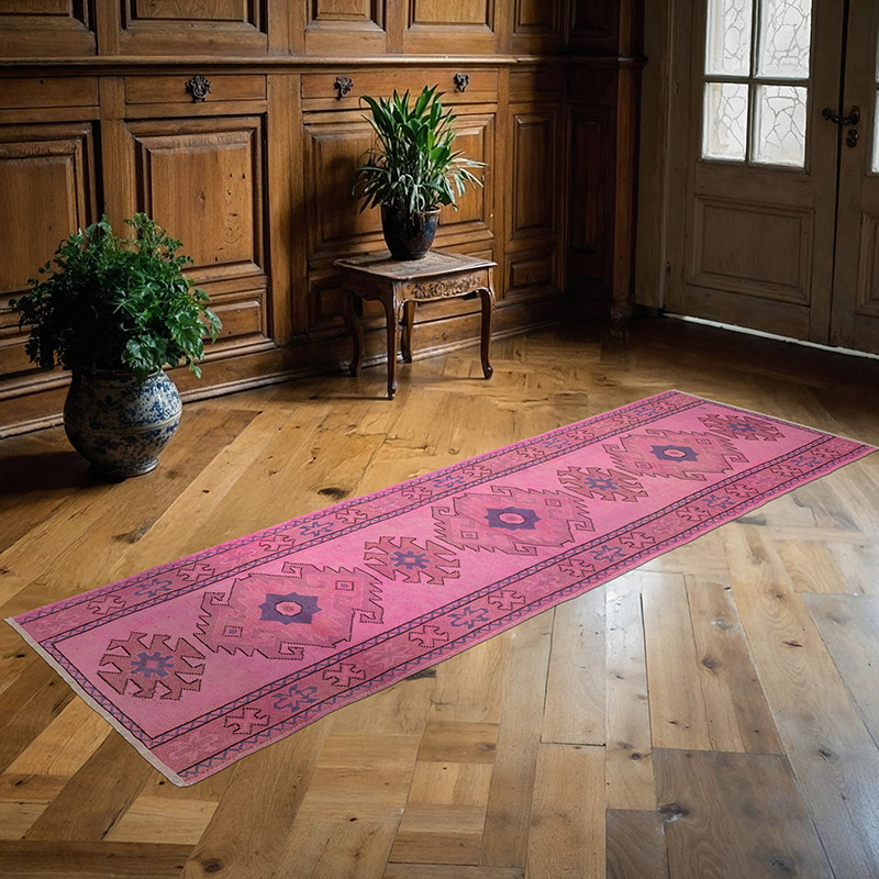 Boyali El Dokuma Vintage Hali Yolluk - 80 cm x 240 cm - K0091291