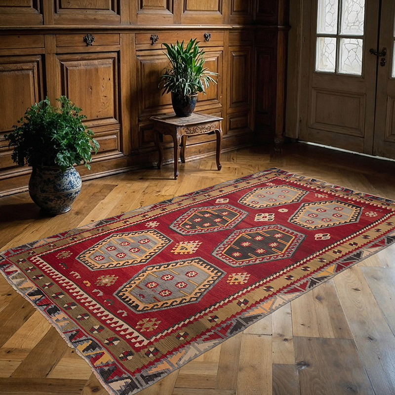 Kırmızı Vintage Şarkışla Kilimi - K0091315