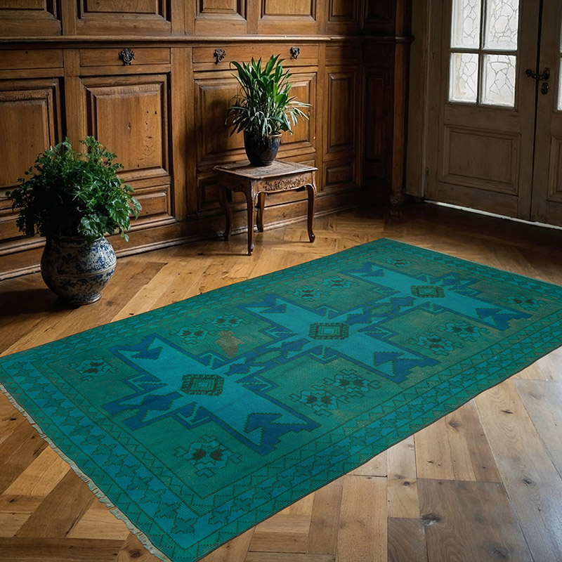 Alfombra Turca Vintage Sobre-teñida - 135 cm x 223 cm - K0091331