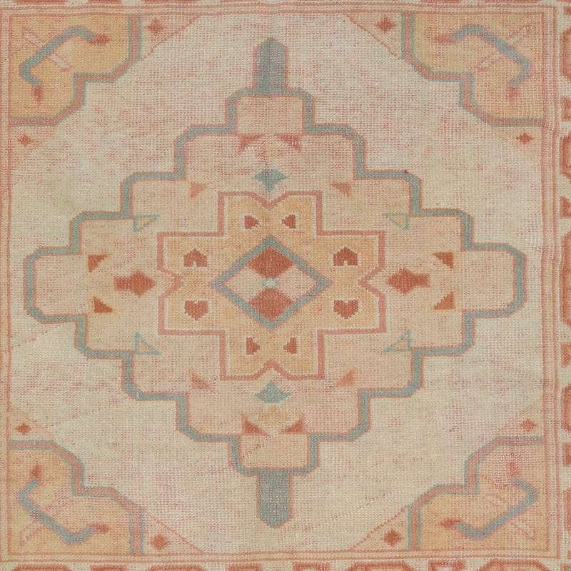 Alfombra Vintage Turca Anudada a Mano - 133 cm x 128 cm - K0091333