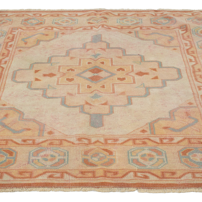 Alfombra Vintage Turca Anudada a Mano - 133 cm x 128 cm - K0091333