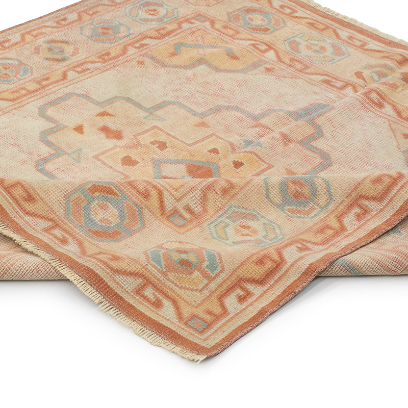 Alfombra Vintage Turca Anudada a Mano - 133 cm x 128 cm - K0091333