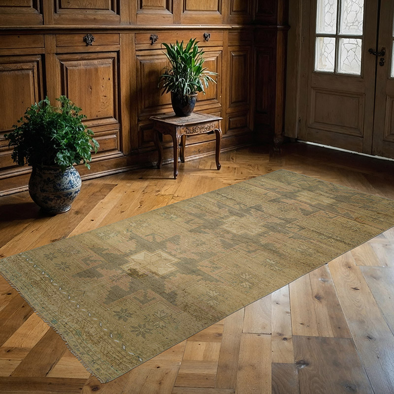 Alfombra Vintage Turca Anudada a Mano - 108 cm x 220 cm - K0091345