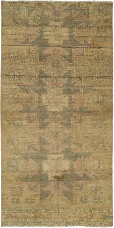 Vintage Turkish Hand-Knotted Rug - 3' 7" x 7' 3" (43" x 87")