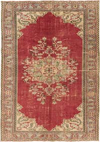 Vintage Turkish Hand-Knotted Rug - 6' 5" x 8' 11" (77" x 107")