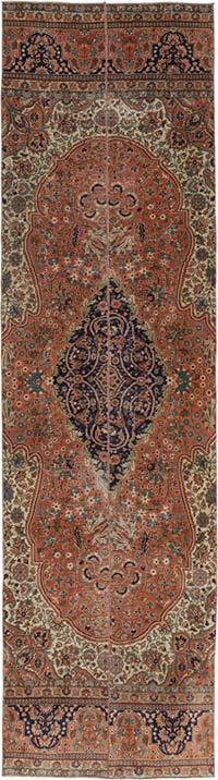 Vintage Turkish Hand-Knotted Runner - 3' 3" x 11' 6" (39" x 138")