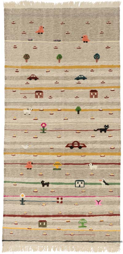 New Handwoven Turkish Kilim Rug - 4' 1" x 8' 4" (49" x 100")