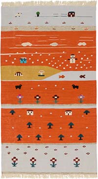 New Handwoven Turkish Kilim Rug - 4' 1" x 7' 4" (49" x 88")