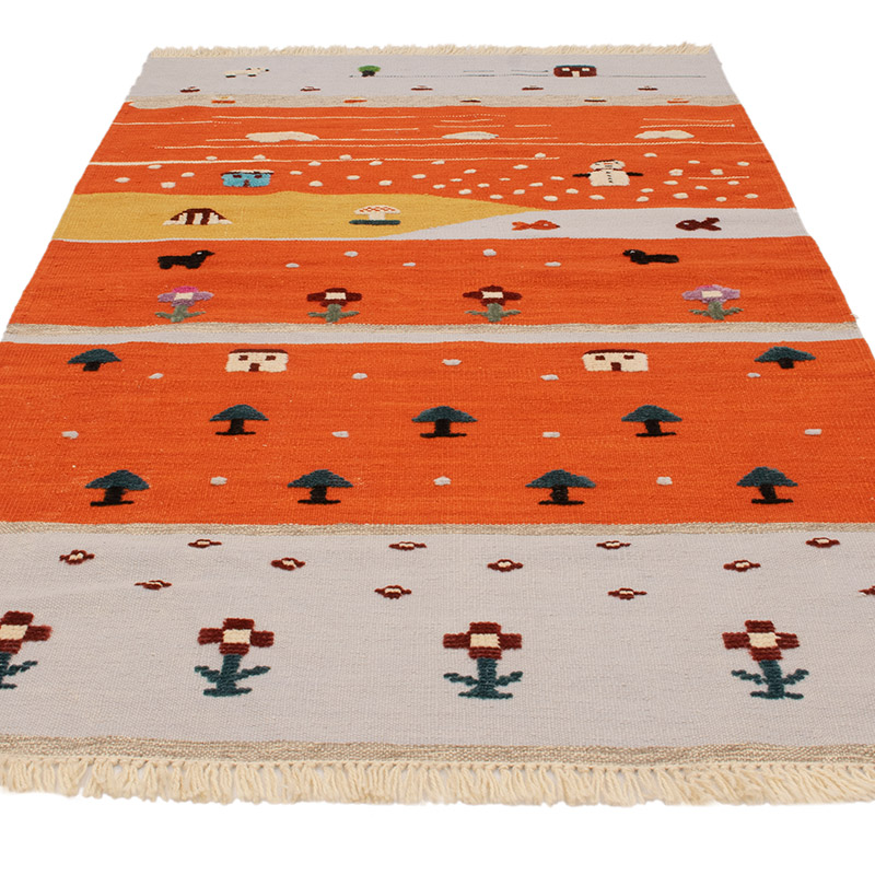 New Handwoven Turkish Kilim Rug - 4' 1" x 7' 4" (49" x 88") - K0091428