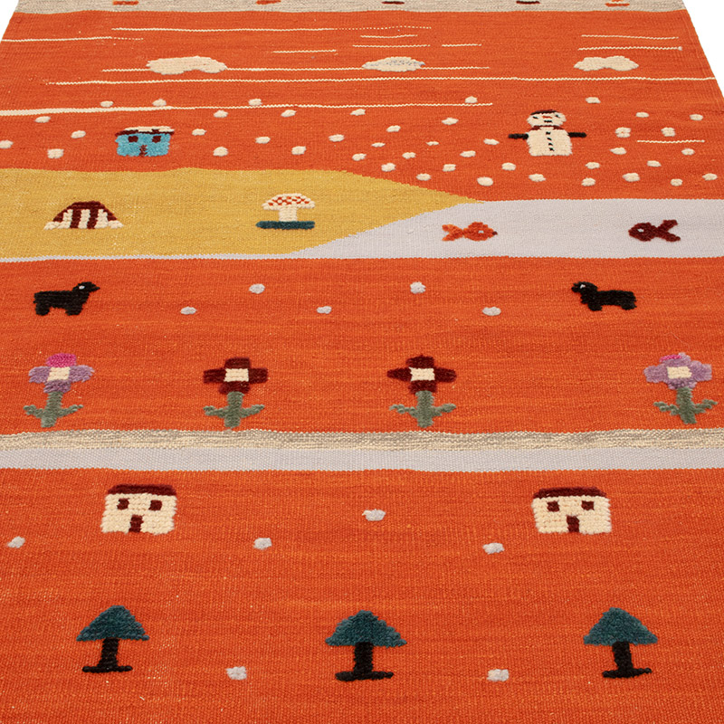 New Handwoven Turkish Kilim Rug - 4' 1" x 7' 4" (49" x 88") - K0091428