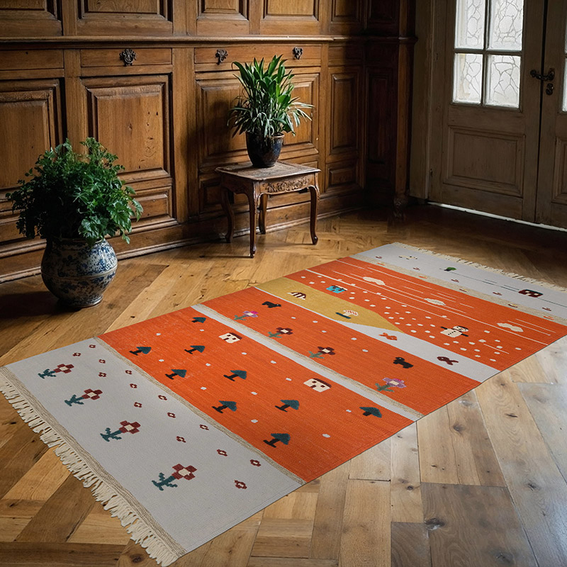 New Handwoven Turkish Kilim Rug - 4' 1" x 7' 4" (49" x 88") - K0091428