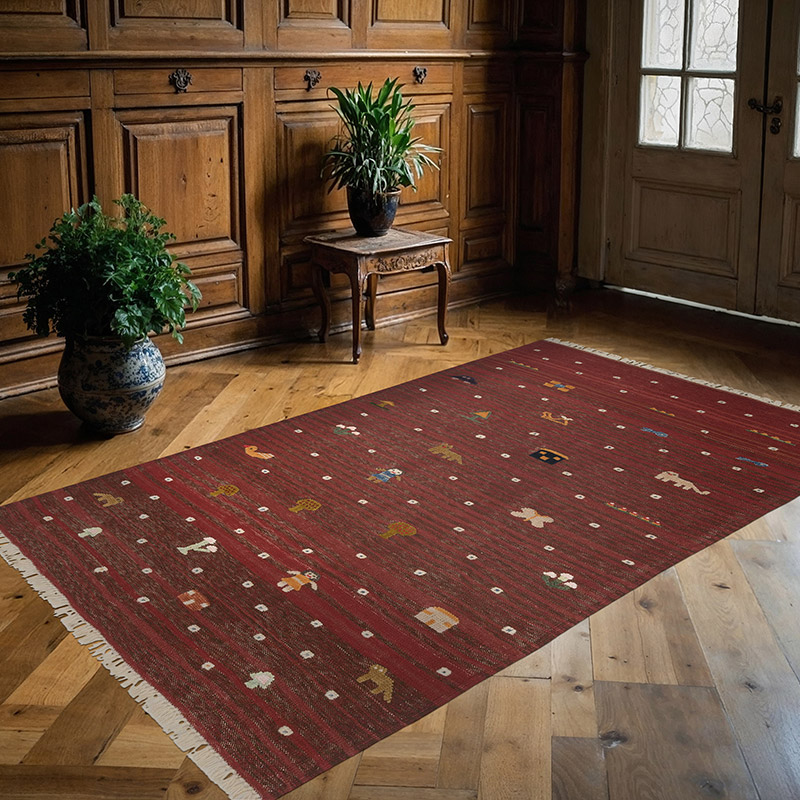 New Handwoven Turkish Kilim Rug - 4' 9" x 7' 8" (57" x 92") - K0091431