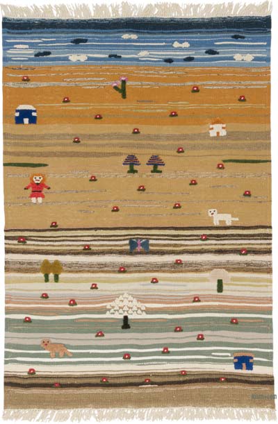 New Handwoven Turkish Kilim Rug - 3' 11" x 5' 8" (47" x 68")