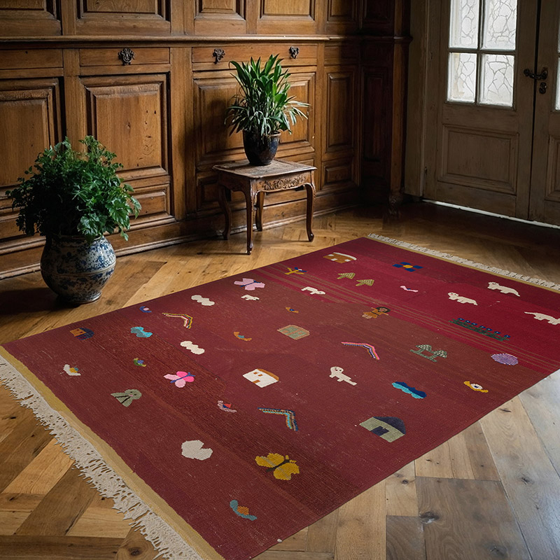 New Handwoven Turkish Kilim Rug - 5' 7" x 7' 10" (67" x 94") - K0091437