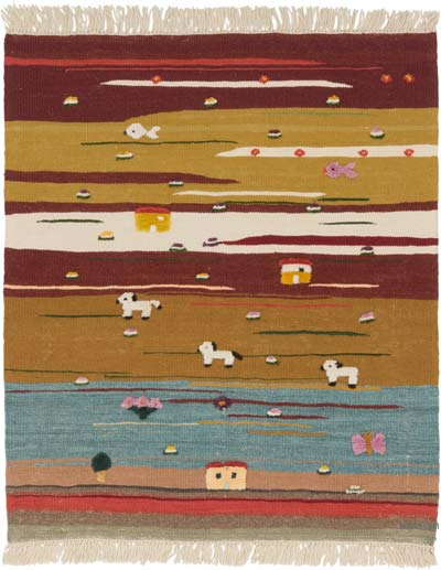 Yeni Kök Boya El Dokuma Kilim - 107 cm x 127 cm