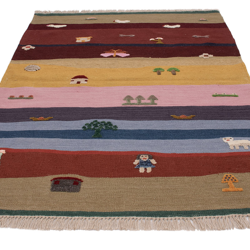 New Handwoven Turkish Kilim Rug - 4' 4" x 6'  (52" x 72") - K0091440