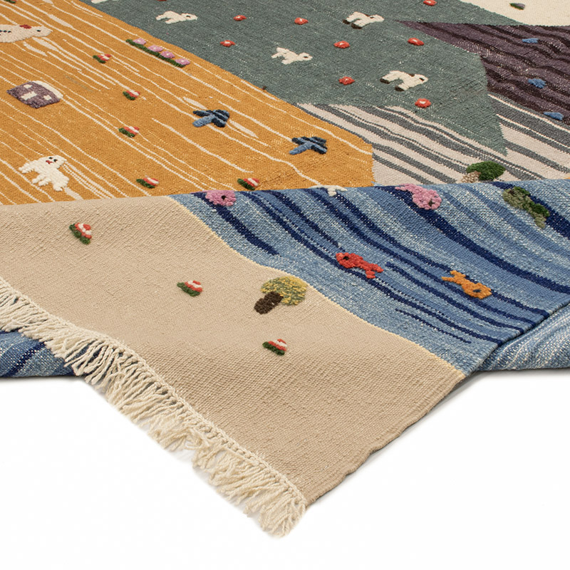 New Handwoven Turkish Kilim Rug - 6' 11" x 9' 11" (83" x 119") - K0091443