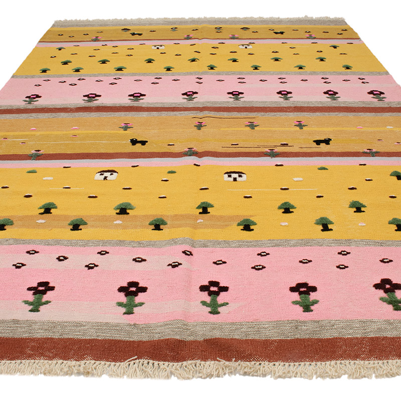 New Handwoven Turkish Kilim Rug - 7' 1" x 10' 10" (85" x 130") - K0091450