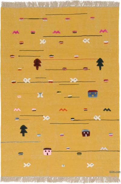 New Handwoven Turkish Kilim Rug - 4'  x 5' 9" (48" x 69")