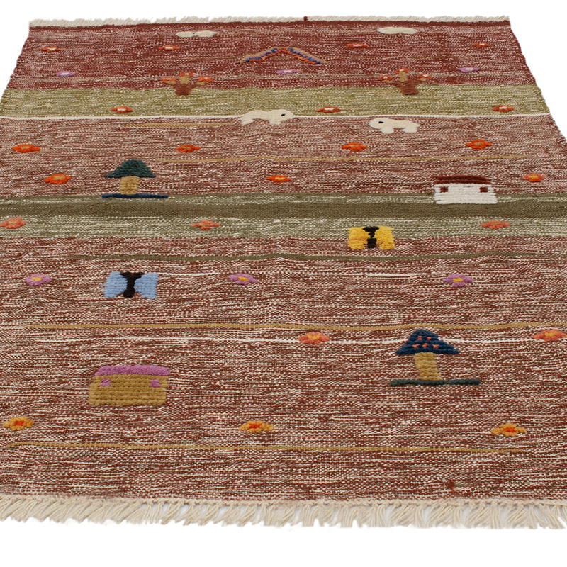 New Handwoven Turkish Kilim Rug - 3' 8" x 5' 3" (44" x 63") - K0091459