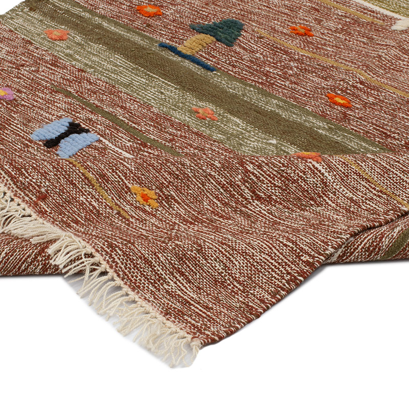 New Handwoven Turkish Kilim Rug - 3' 8" x 5' 3" (44" x 63") - K0091459
