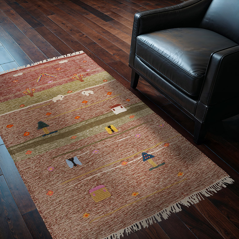 New Handwoven Turkish Kilim Rug - 3' 8" x 5' 3" (44" x 63") - K0091459
