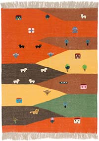 New Handwoven Turkish Kilim Rug - 4' 6" x 5' 10" (54" x 70")