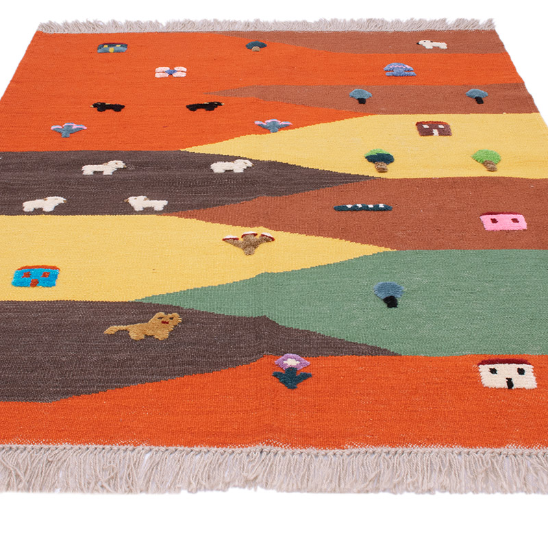 New Handwoven Turkish Kilim Rug - 4' 6" x 5' 10" (54" x 70") - K0091462