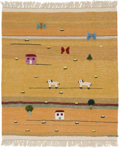 New Handwoven Turkish Kilim Rug - 3' 4" x 3' 10" (40" x 46")