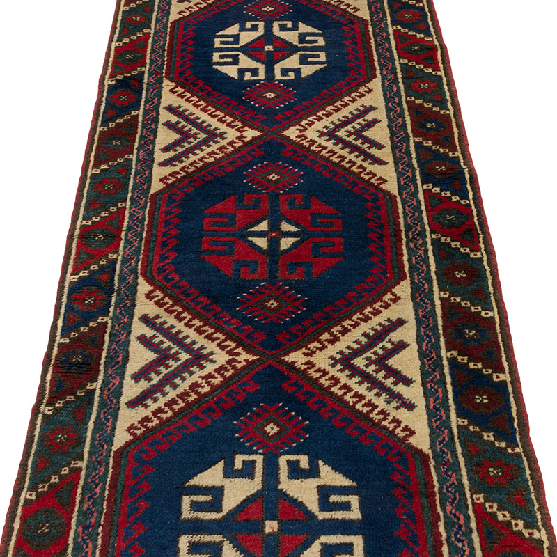 Pasillo Vintage Turco Anudado a Mano - 72 cm x 311 cm - K0091477