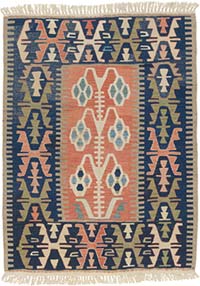 New Handwoven Turkish Kilim Rug - 3' 5" x 4' 8" (41" x 56")
