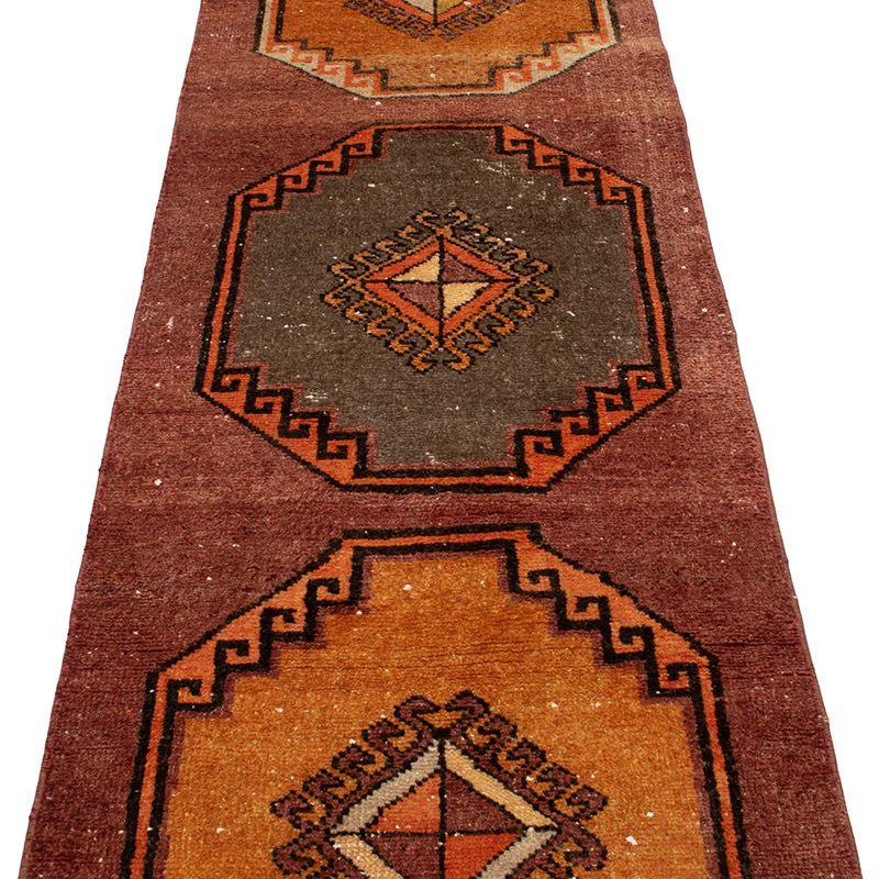 Alfombra Turca Vintage de pasillo - K0091529