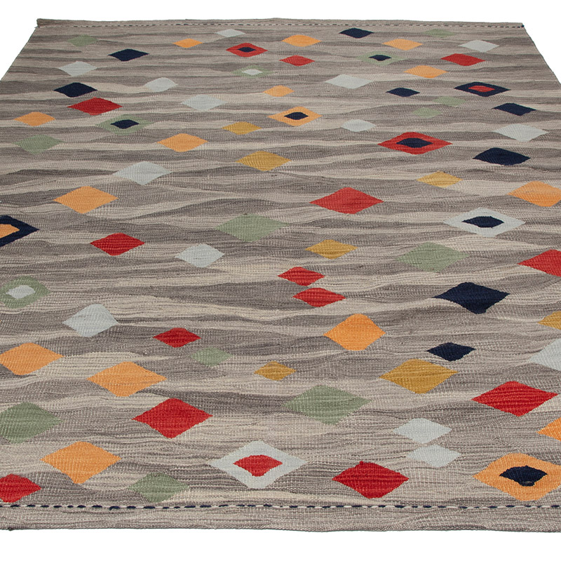 Nueva Alfombra Kilim Contemporánea Tejida a Mano - 176 cm x 242 cm - K0091551
