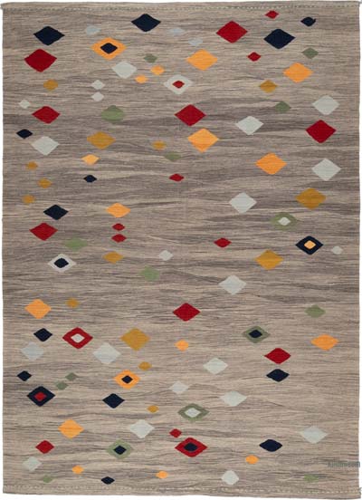 New Contemporary Handwoven Kilim Rug - 5' 9" x 8'  (69" x 96")