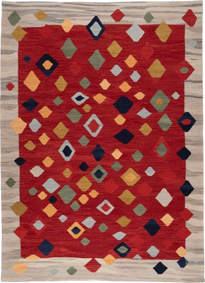 New Contemporary Handwoven Kilim Rug - 5' 8" x 7' 10" (68" x 94")