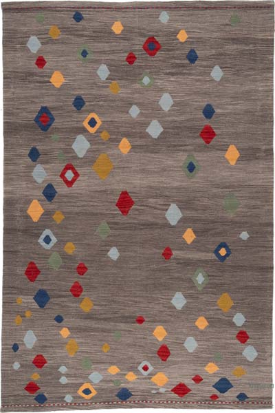 New Contemporary Handwoven Kilim Rug - 4' 8" x 7' 1" (56" x 85")