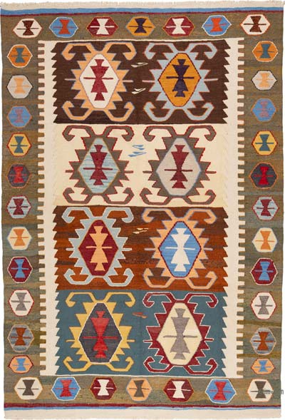 New Turkish Handwoven Kilim Rug - 5' 4" x 7' 9" (64" x 93")