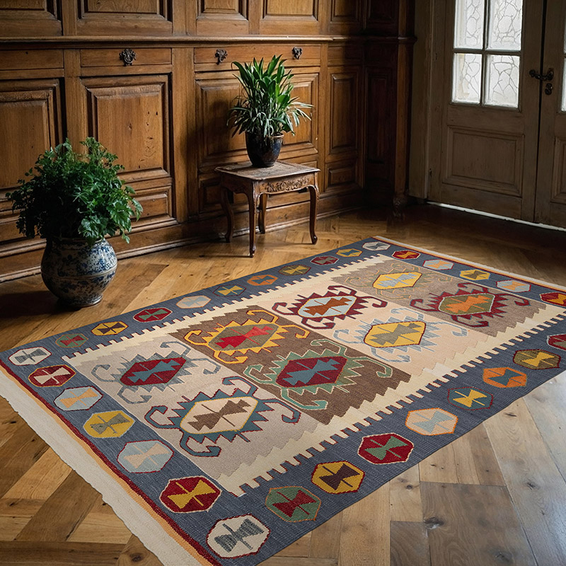 New Turkish Handwoven Kilim Rug - 5' 3" x 7' 10" (63" x 94") - K0091577