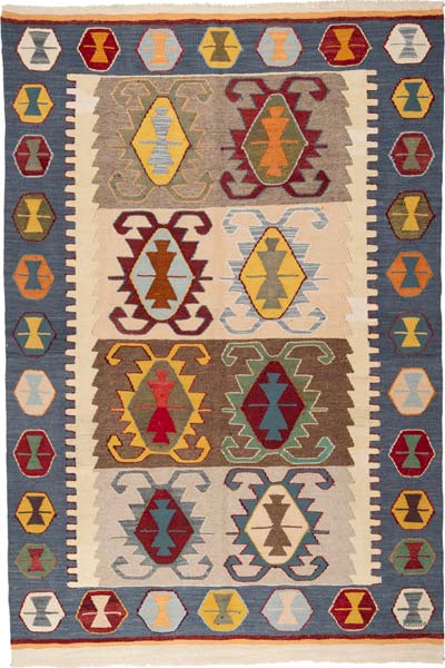 New Turkish Handwoven Kilim Rug - 5' 3" x 7' 10" (63" x 94")