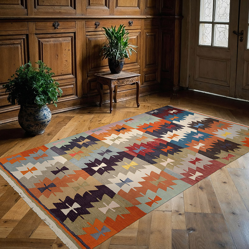 New Turkish Handwoven Kilim Rug - 4' 9" x 7' 11" (57" x 95") - K0091578