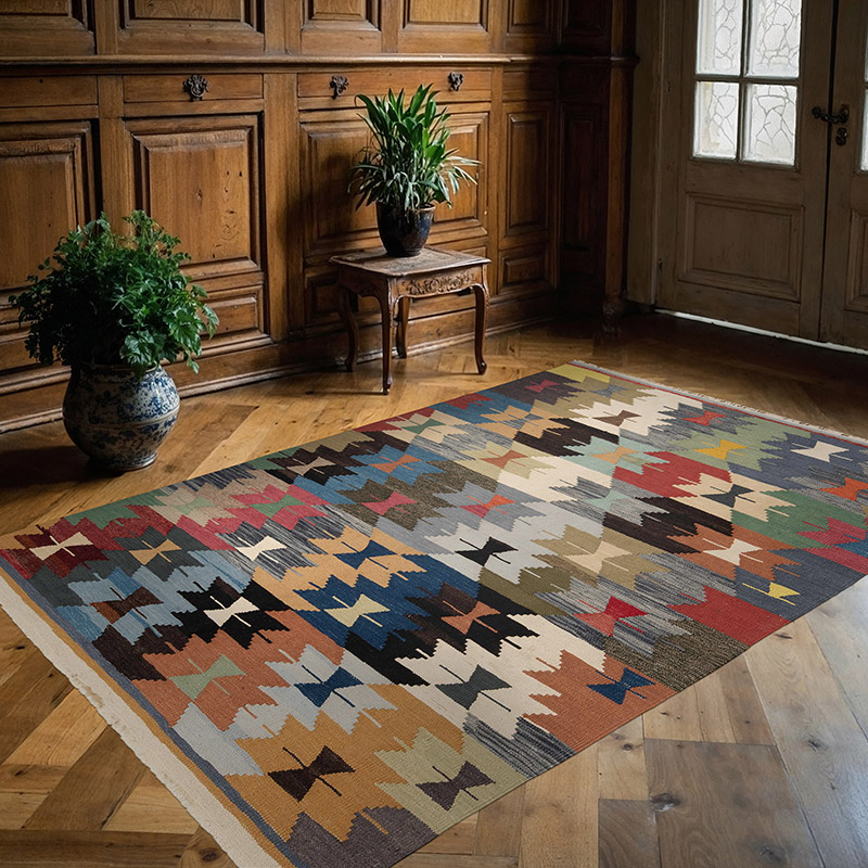 New Turkish Handwoven Kilim Rug - 5' 2" x 7' 7" (62" x 91") - K0091579