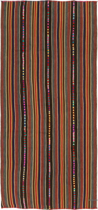 Vintage Anatolian Kilim Rug - 5' 2" x 11' 5" (62" x 137")